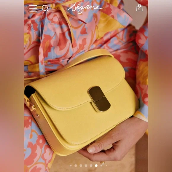 Sezane Mini Milo Classic Pastel Bag. Butter Yellow color - Picture 8 of 12
